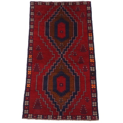 2'5 x 3'10 Hand-Knotted Afghan Baluch Teimani Accent Rug