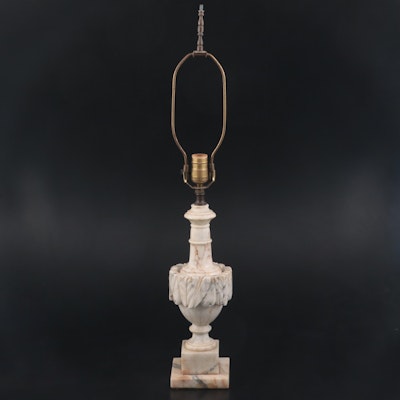 Italian Neoclassical Style Carved Marble Urn Table Lamp, Mid to Late 20th C.