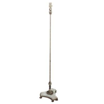 Neoclassical Style Metal and Marble Floor Lamp, Early to Mid-20th Century