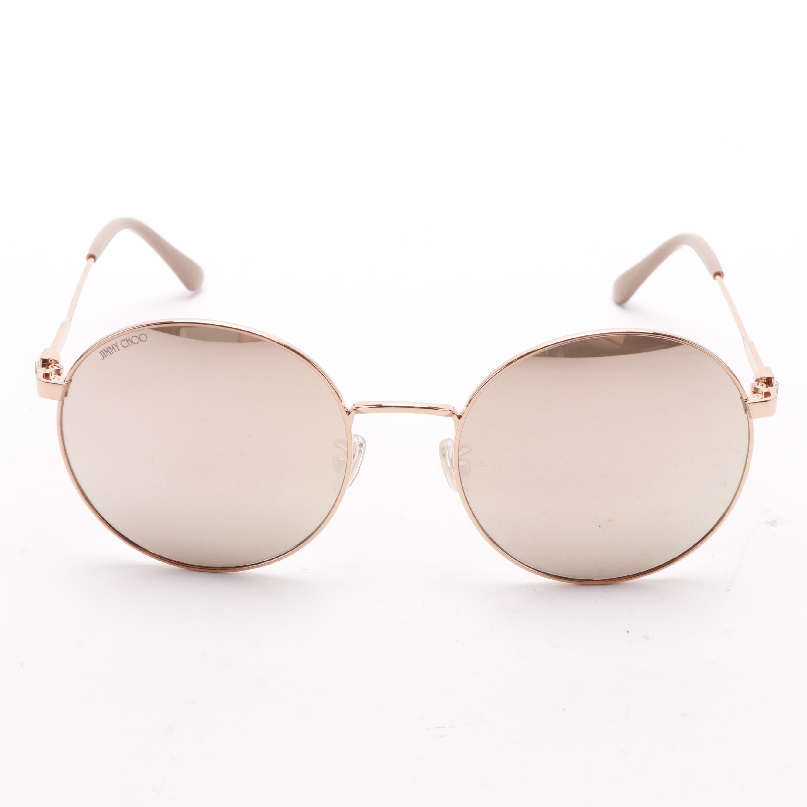 Jimmy Choo KAT/G/SK Gold Round Sunglasses with Case EBTH
