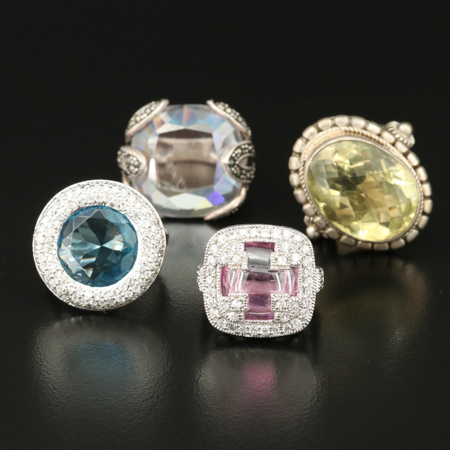 Sterling Quartz and Cubic Zirconia Rings