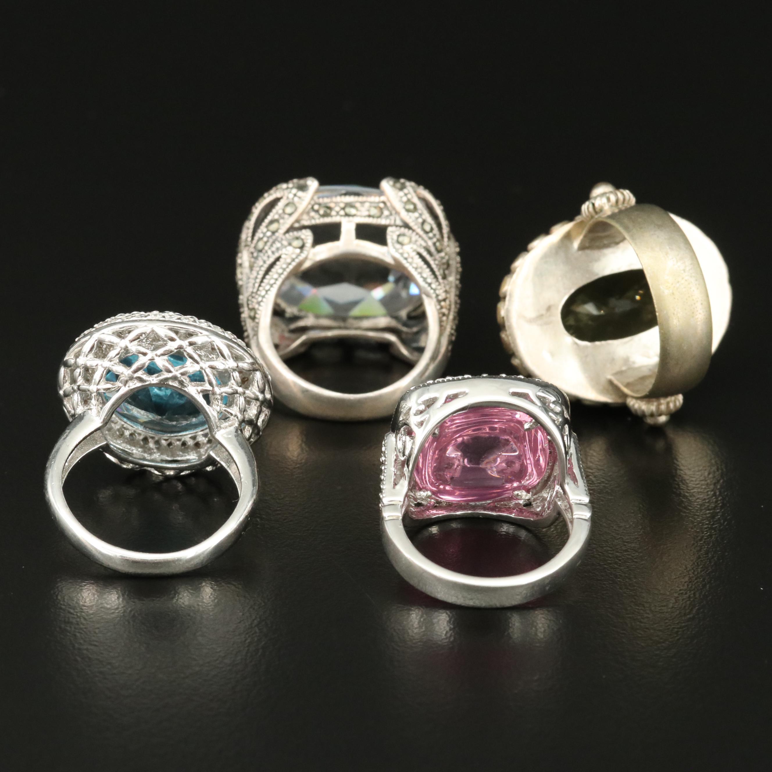 Sterling Quartz and Cubic Zirconia Rings EBTH