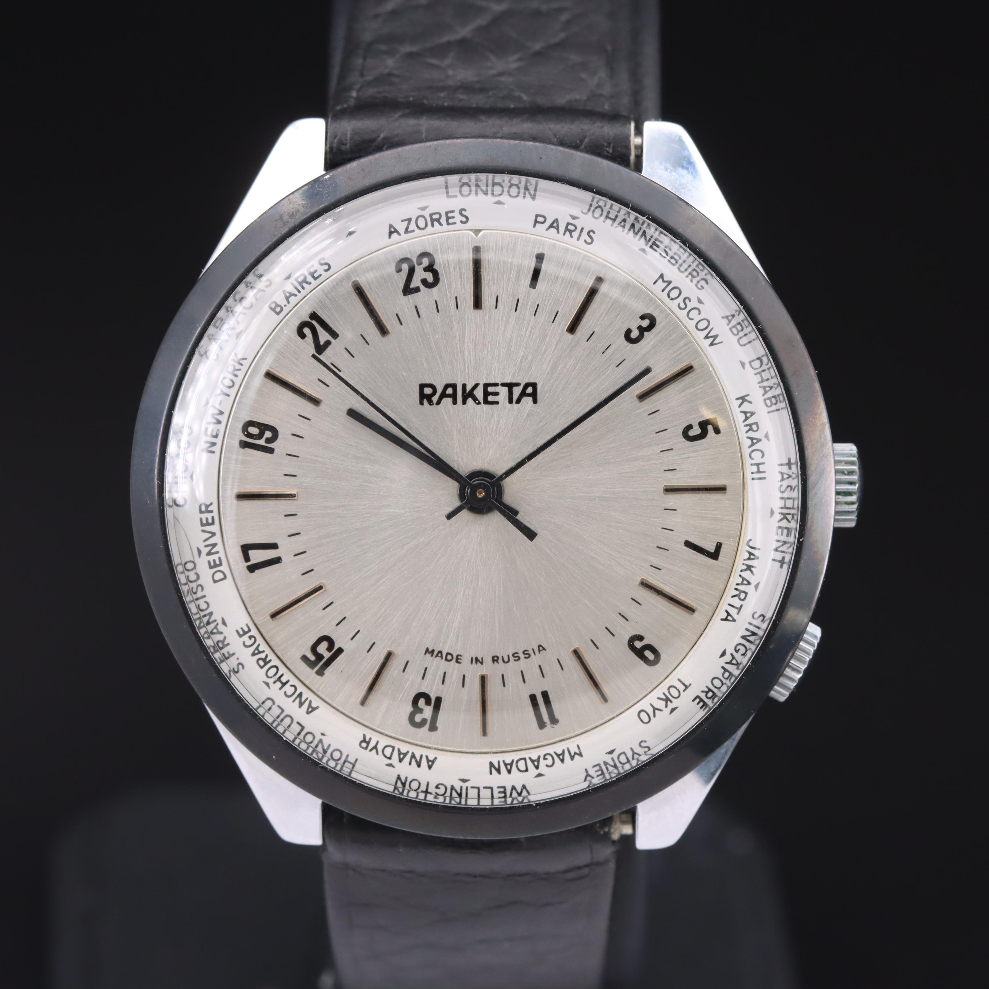Raketa Russian World Time Wristwatch | EBTH