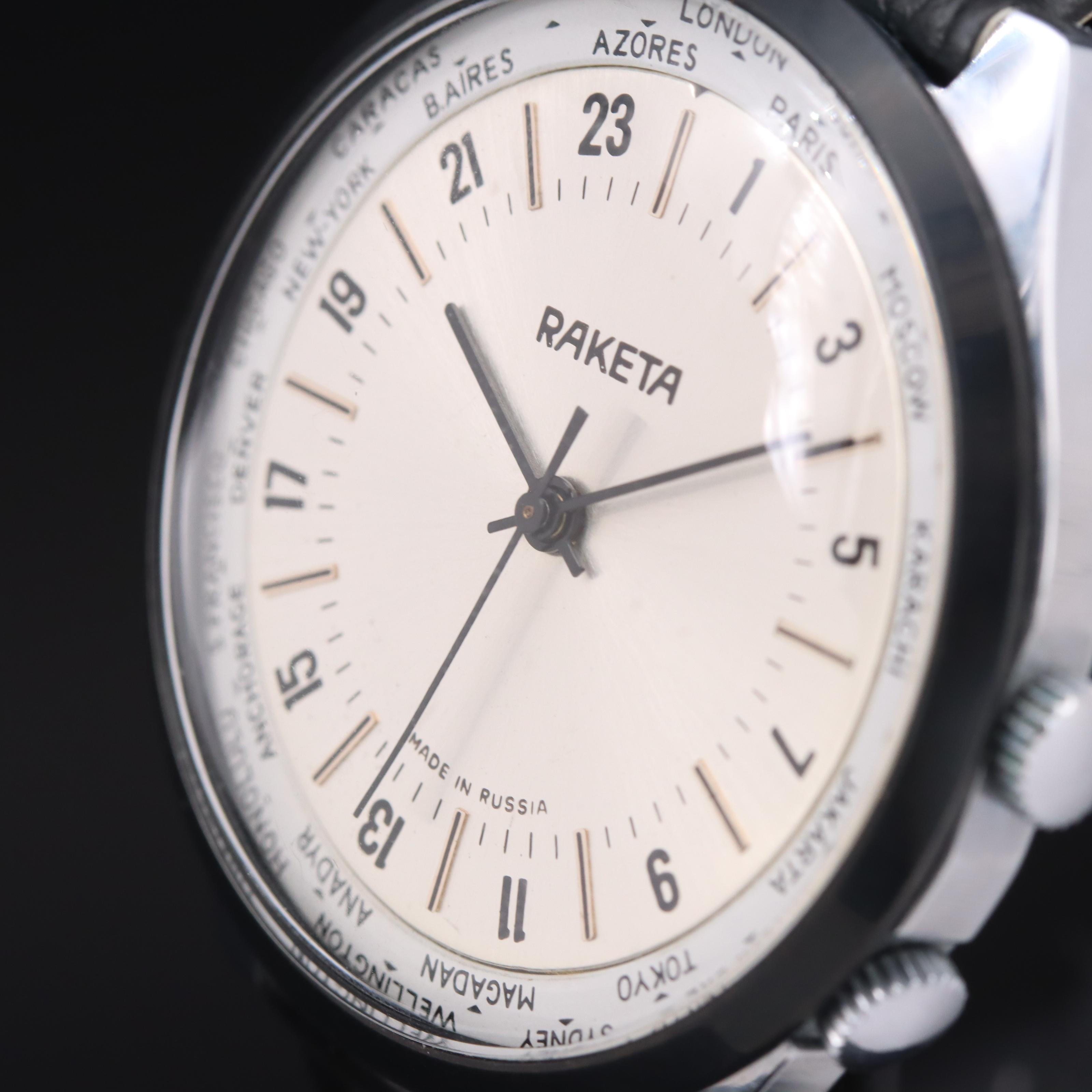 Raketa Russian World Time Wristwatch | EBTH