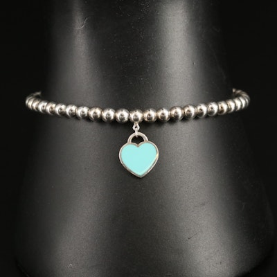 Tiffany & Co. "Return to Tiffany" Sterling Blue Enamel Heart Tag Bracelet