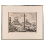 Giovanni Battista Piranesi Etching "Veduta della Piazza del Popolo"