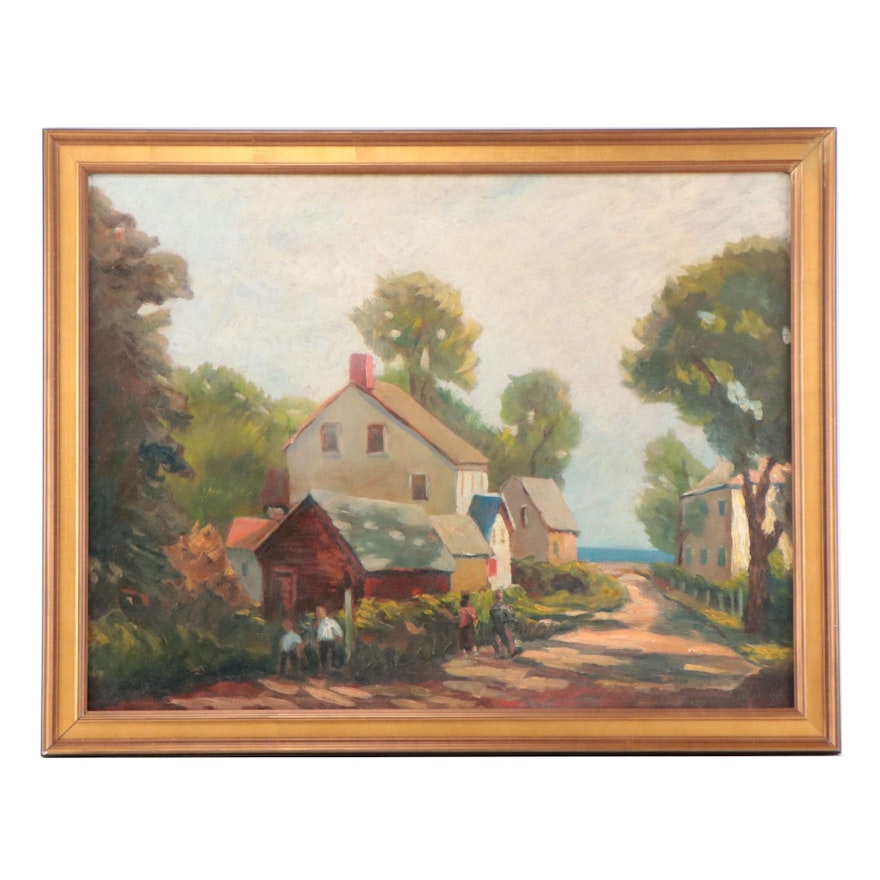 Nicoll Residential Coastal Town Landscape Oil Painting