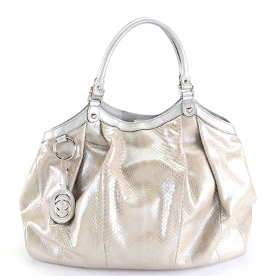 Gucci Sukey Tote Large in Metallic Python and Leather