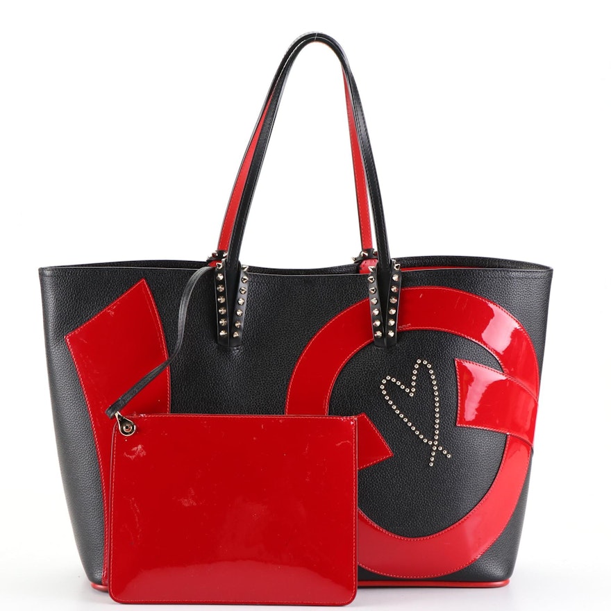 Christian Louboutin Large Cabata Love Tote in Grained Leather/Patent Leather