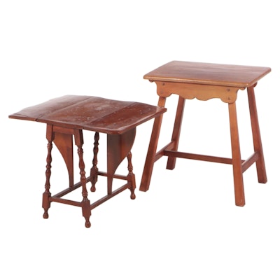 Two Colonial Style Side Tables, Incl. Butterfly Example, 20th Century