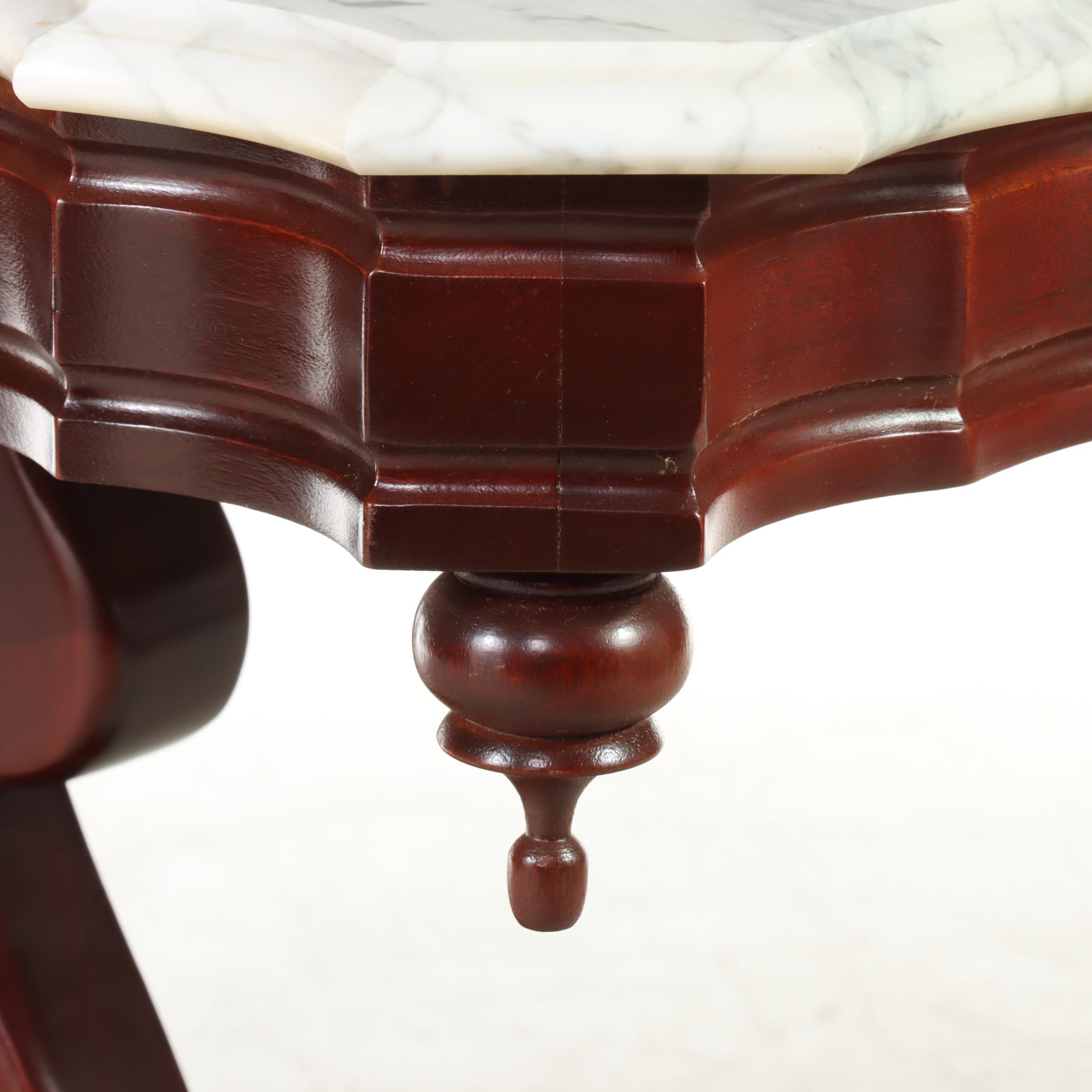 American Classical Style Mahogany, Marble Top, and LyreBase Console
