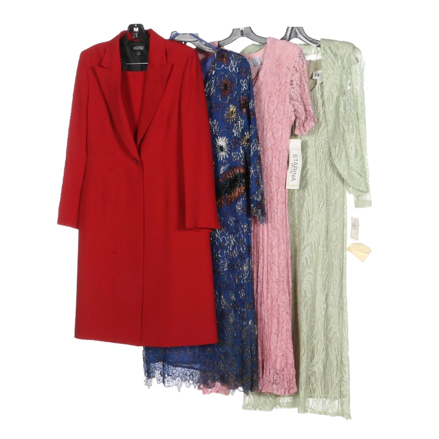 Kasper Skirt Suit, Starina Crinkle Rayon Dress, Beaded Silk Dress and More