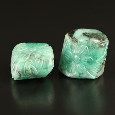 Loose 280.32 CT Carved Emeralds