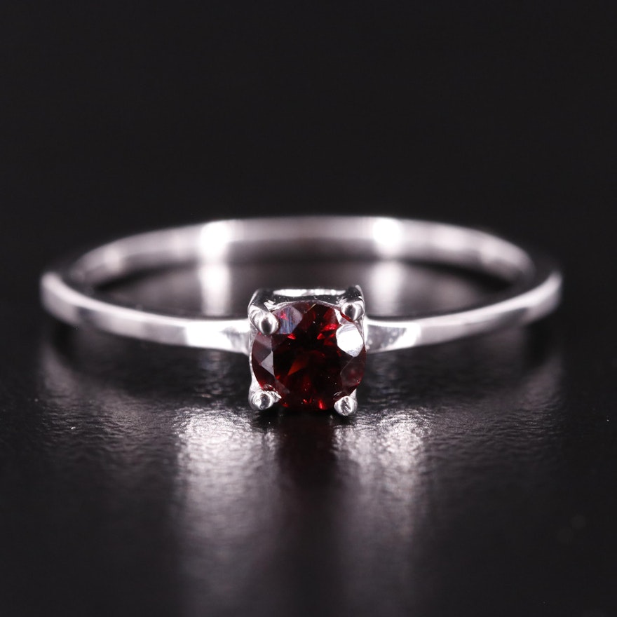 Sterling Garnet Solitaire Ring