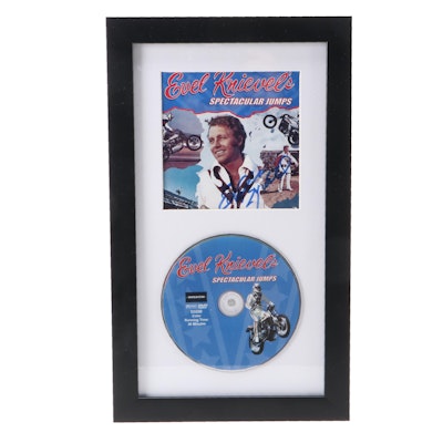 Evel Knievel Signed "Spectacular Jumps" DVD in a Framed and Matted Display