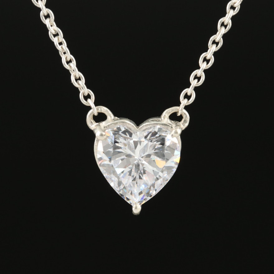 Sterling Cubic Zirconia Heart Necklace