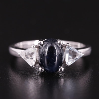 Sterling Sapphire and White Topaz Ring