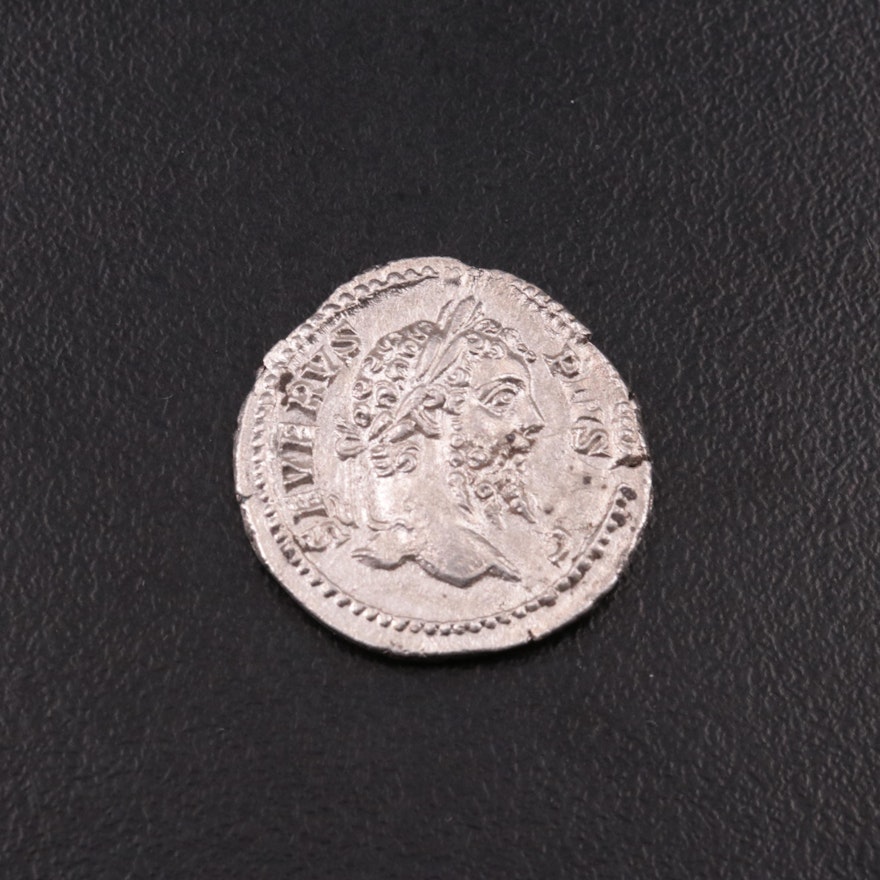 Ancient Roman Imperial AR Denarius Coin of Septimius Severus, ca. 193 A.D.