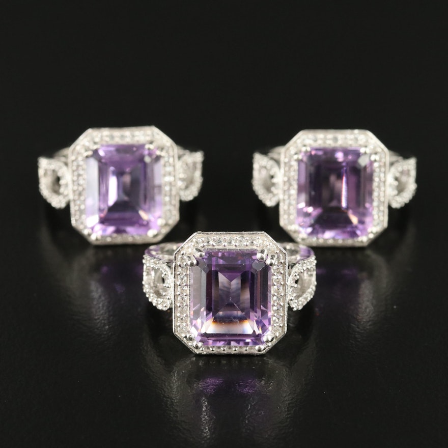 Sterling Amethyst and Topaz Rings