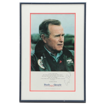 George H. W. Bush Signed Giclée in a Matted Frame