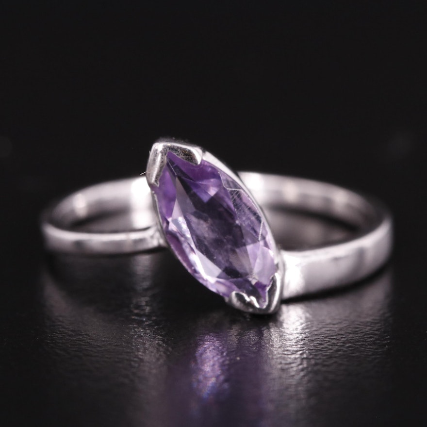 Sterling Amethyst Solitaire Ring