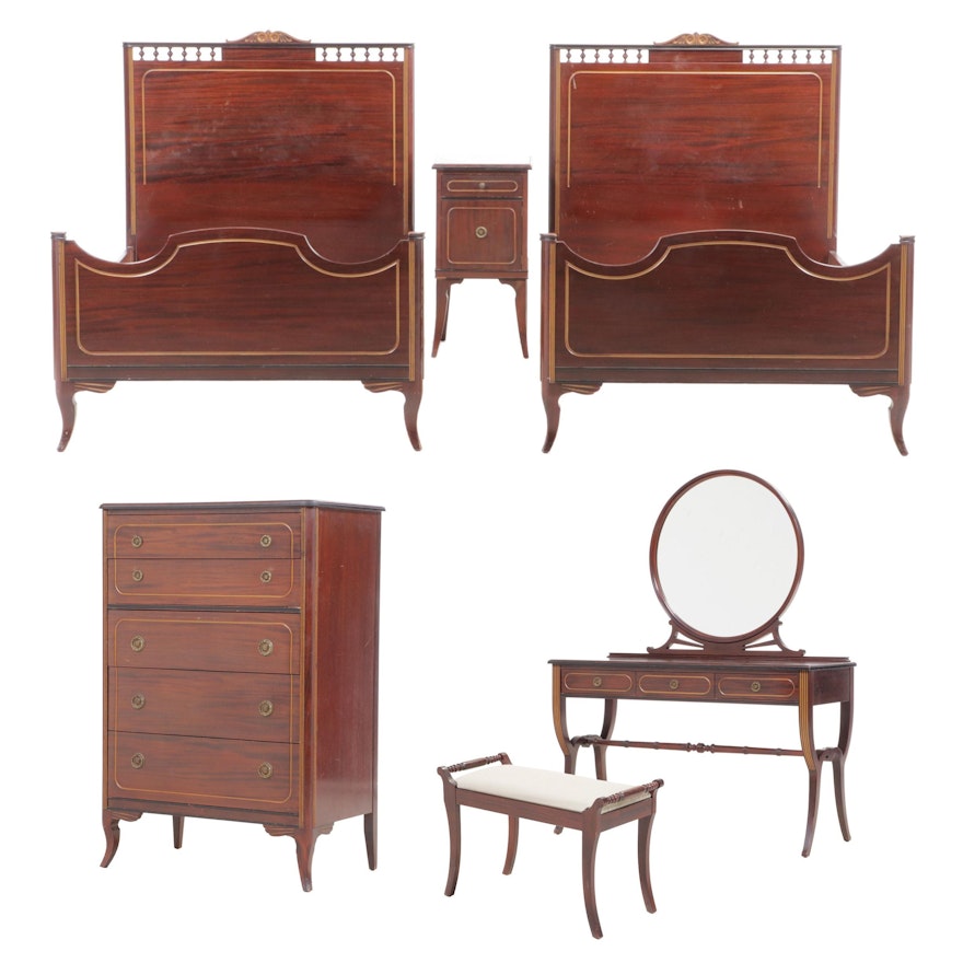 Neoclassical Style Mahogany Bedroom Suite, 1920s