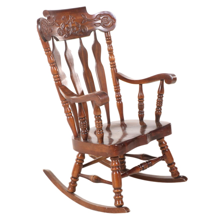 Virginia House Early American Style Wooden Press-Back Rocking Armchair