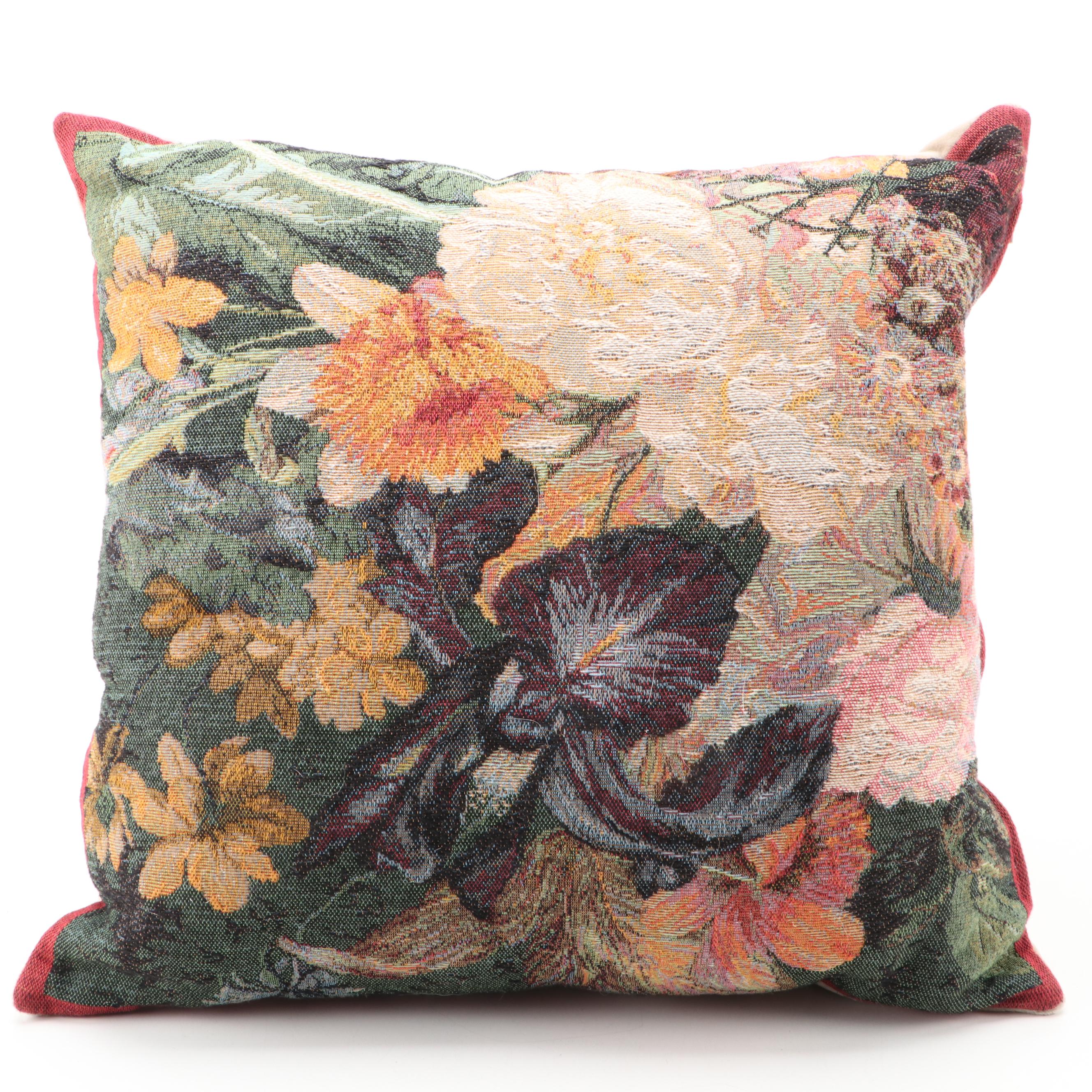 Hines of Oxford Jacquard Tapestry Floral Motif Throw Pillows EBTH