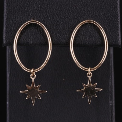 14K Star Drop Earrings