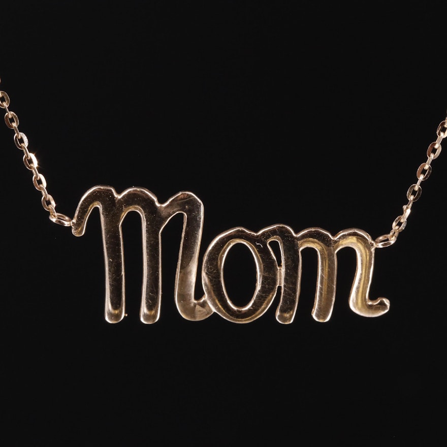 14K Cable Chain "Mom" Necklace