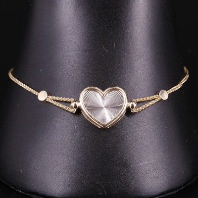 14K Woven Chain Heart Bracelet