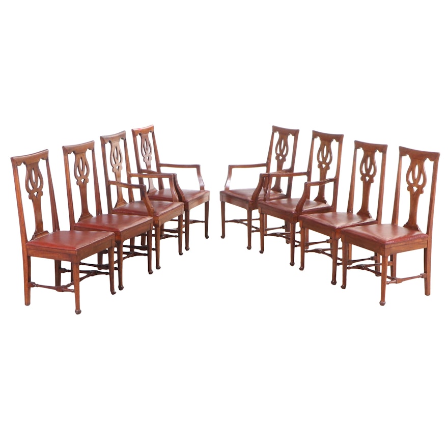 Eight Queen Anne Style Mahogany Dining Chairs, Early 20th Century