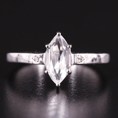 Sterling White Topaz and Diamond Ring