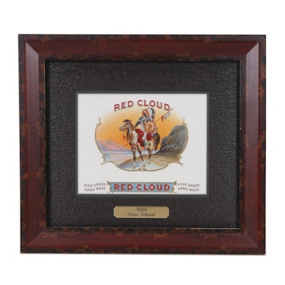 Red Cloud Embossed Offset Lithograph Cigar Box Label, Early 20th Century