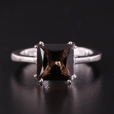 Sterling Smoky Quartz Solitaire Ring