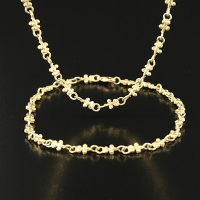 18K Fleur-de-Lis Link Necklace and Bracelet