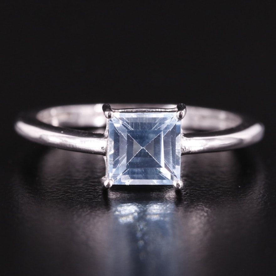 Sterling Blue Topaz Solitaire Ring
