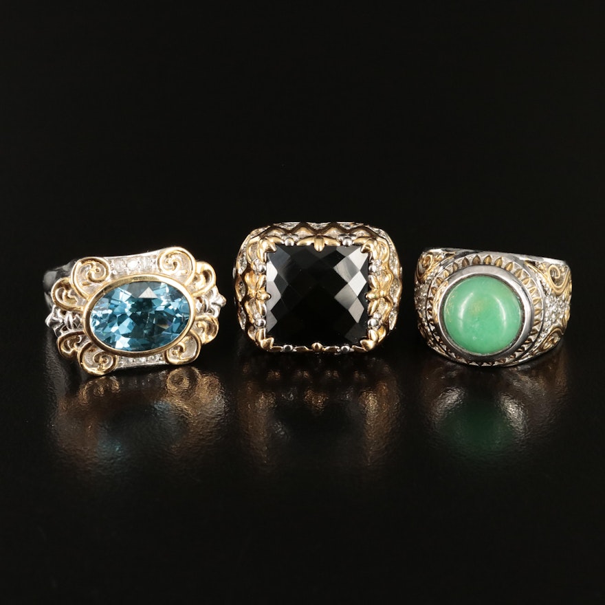 Sterling Topaz, Spinel and Sapphire Rings