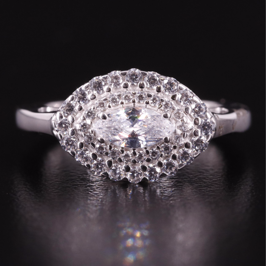 Sterling Cubic Zirconia Halo Ring