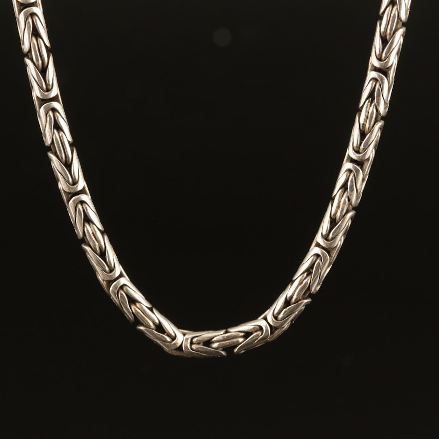Sterling Byzantine Chain Necklace with 14K and Gemstone Accents