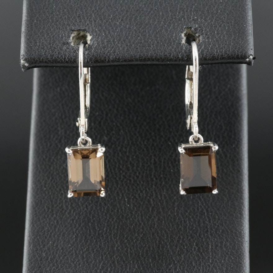 Sterling Smoky Quartz Solitaire Earrings