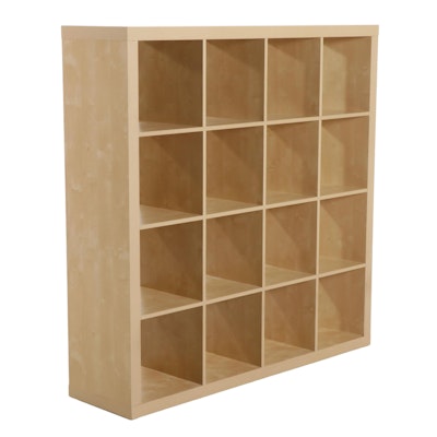 Contemporary 16-Bay Wooden Finish Storage Shelf