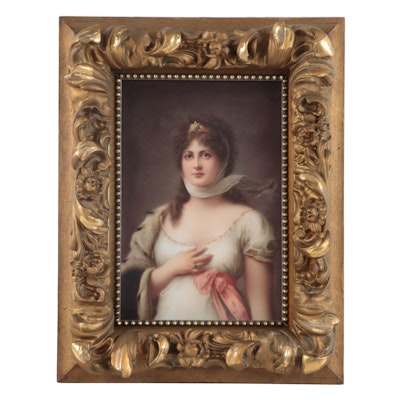 Portrait Porcelain Plaque After Gustav Richter "Queen Louise of Prussia"