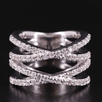 Sterling Cubic Zirconia Crossover Ring