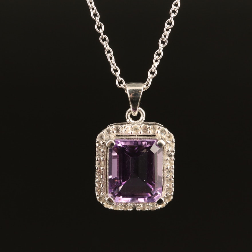 Sterling Amethyst and Topaz Pendant Necklace