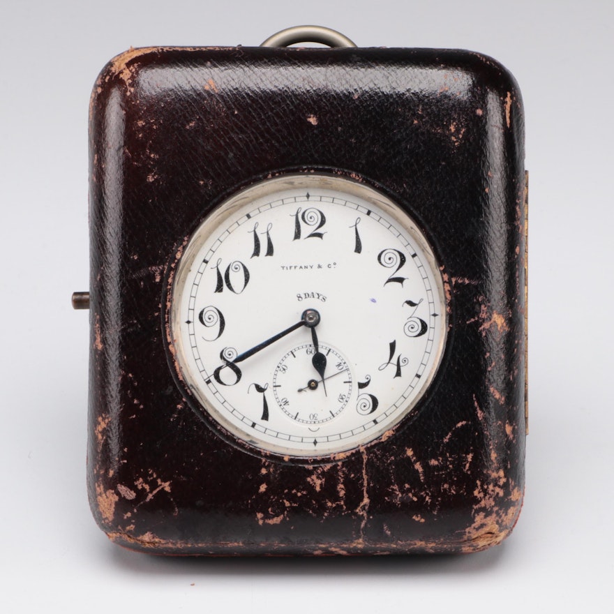 Art Nouveau Tiffany & Co. Travel Clock in Original Case
