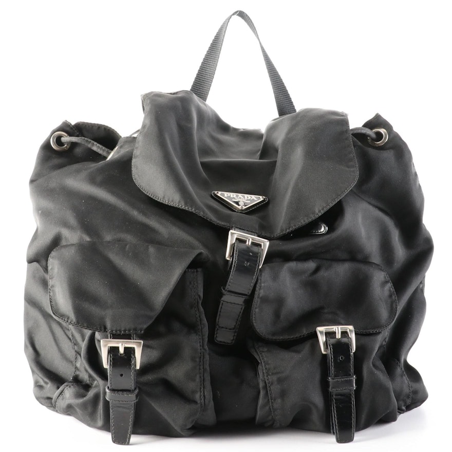 Prada Backpack in Black Nylon and Leather