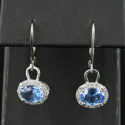 Sterling Glass and Cubic Zirconia Earrings