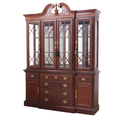 Federal Style Mahogany Breakfront China Cabinet, Late 20th Century