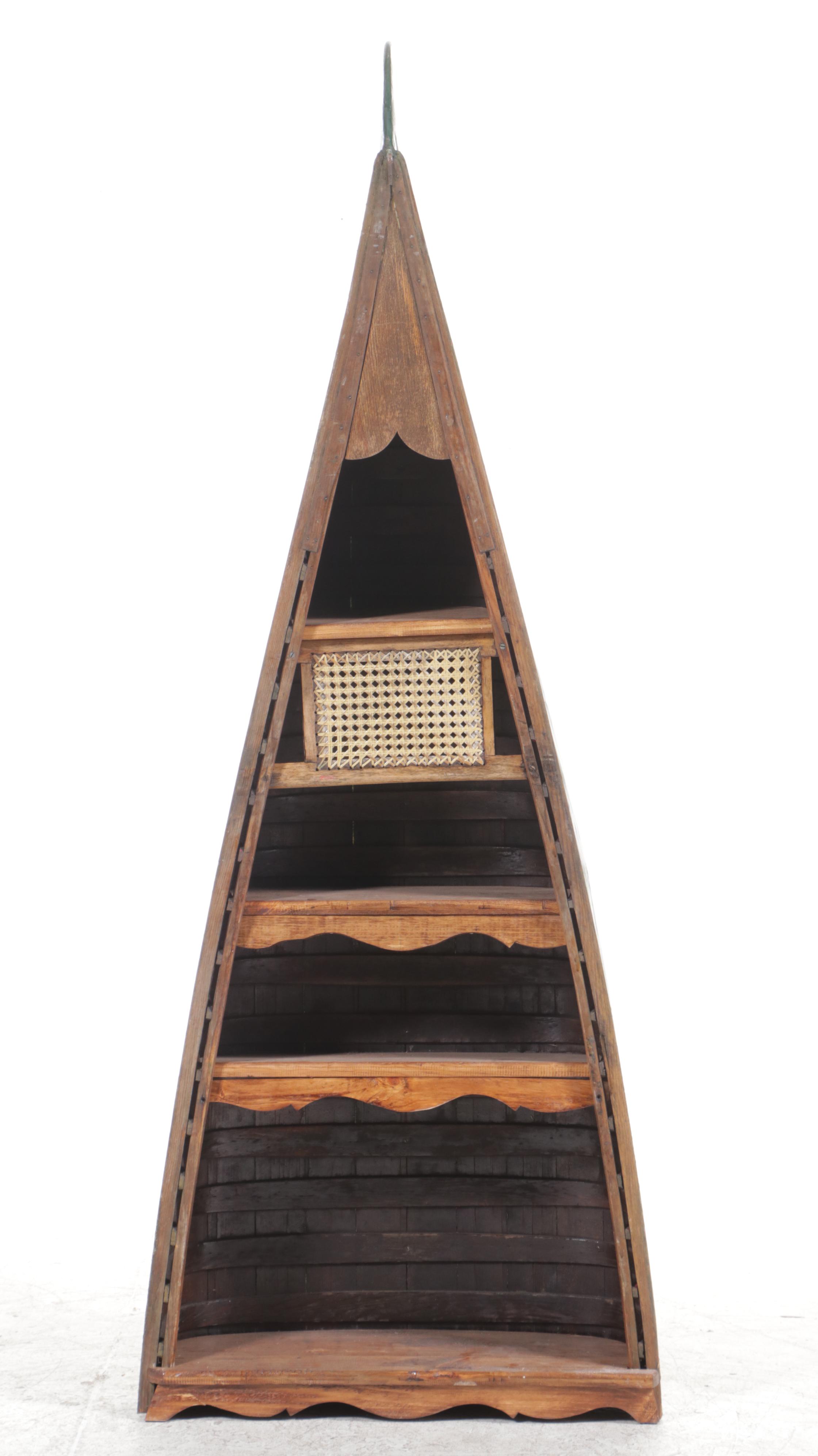 Canoe Hull Shaped Painted Wood Bookcase EBTH